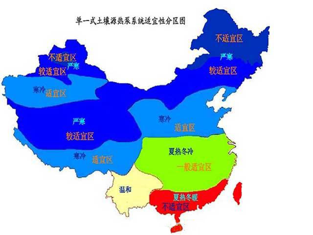 中国适合安装地源热泵的地域有哪些？